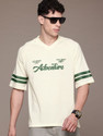 Roadster Printed Men V Neck Gold T-Shirt