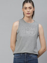 Roadster Printed Women Round Neck Grey T-Shirt