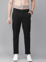 Roadster Men Regular Fit Black Cotton Blend Trousers