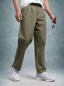 Roadster Regular Fit Men Green Trousers