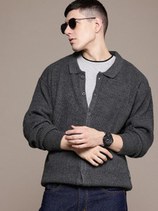 Roadster Self Design Cowl Neck Casual Men