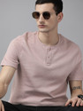 Roadster Self Design Men Henley Neck Purple