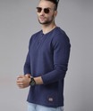 Roadster Self Design Men Henley Neck Dark