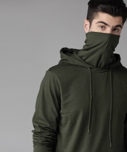 Roadster Solid Men Hooded Neck Green T-Shirt