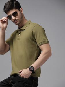 Roadster Men Solid Polo Neck Pure Cotton