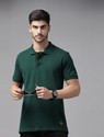 Roadster Solid Men Polo Neck Green T-Shirt