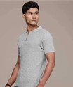 Roadster Solid Men Polo Neck Grey T-Shirt