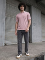 Roadster Solid Men Polo Neck Pink T-Shirt