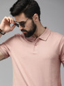 Roadster Solid Men Polo Neck Pink T-Shirt