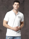 Roadster Solid Men Polo Neck White T-Shirt