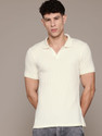 Roadster Solid Men Polo Neck White T-Shirt