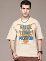 Roadster Solid Men Round Neck Beige T-Shirt