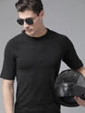 Roadster Solid Men Round Neck Black T-Shirt
