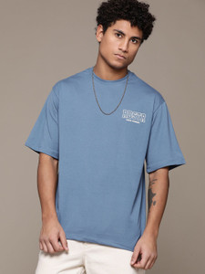 Roadster Solid Men Round Neck Blue T-Shirt