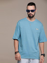 Roadster Solid Men Round Neck Blue T-Shirt