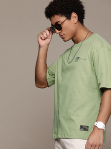 Roadster Solid Men Round Neck Green T-Shirt