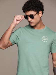 Roadster Solid Men Round Neck Green T-Shirt