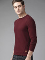 Roadster Solid Men Round Neck Maroon T-Shirt