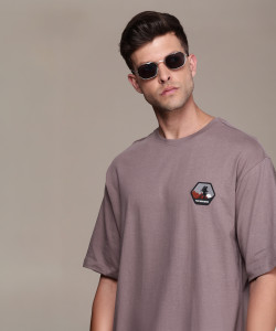 Roadster Solid Men Round Neck Purple T-Shirt