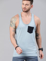 Roadster Solid Men Scoop Neck Blue T-Shirt