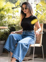 Roadster Solid Women Round Neck Black T-Shirt