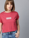 Roadster Solid Women Round Neck Pink T-Shirt