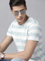 Roadster Striped Men Round Neck Blue White