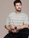 Roadster Striped Men Round Neck Grey T-Shirt