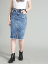 Roadster Washed Women Straight Blue Skirt