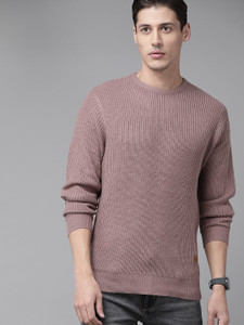 Roadster Woven Round Neck Casual Men Pink