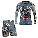 ROAR-INT MMA Rash Guard &amp; BJJ Shorts Set Kids Fight Training Grappling Wear Jiu Jitsu Gi Trunks Outfit Set