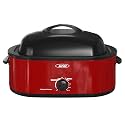 Roaster Oven, Electric Roaster Oven with Viewing Lid, Large Roaster with Removable Pan &amp; Rack, Turkey Roaster with Unique Defrost/Warm Function, Stainless Steel, Red, 20QT