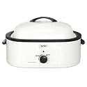 Roaster Oven, Electric Roaster Oven with Viewing Lid, Large Roaster with Removable Pan &amp; Rack, Turkey Roaster with Unique Defrost/Warm Function, Stainless Steel, White, 18QT