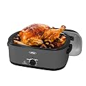 Roaster Oven, Electric Roaster Oven with Viewing Lid, Large Roaster with Removable Pan &amp; Rack, Turkey Roaster with Unique Defrost/Warm Function, Stainless Steel, Grey, 26QT