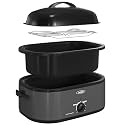 Roaster Oven, Electric Roaster Oven with Viewing Lid, Large Roaster with Removable Pan &amp; Rack, Turkey Roaster with Unique Defrost/Warm Function, Stainless Steel, Grey, 18QT