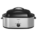 Roaster Oven, Electric Roaster Oven with Viewing Lid, Large Roaster with Removable Pan &amp; Rack, Turkey Roaster with Unique Defrost/Warm Function, Stainless Steel, Sliver, 18QT