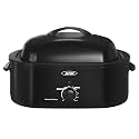 Roaster Oven, Electric Roaster Oven with Viewing Lid, Large Roaster with Removable Pan &amp; Rack, Turkey Roaster with Unique Defrost/Warm Function, Stainless Steel, Black, 20QT