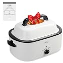 Roaster Oven, Electric Roaster Oven with Viewing Lid, Large Roaster with Removable Pan &amp; Rack, Turkey Roaster with Unique Defrost/Warm Function, Stainless Steel, White, 24QT