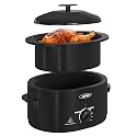 Roaster Oven with Self-Basting Lid, Electric Turkey Roaster Oven with Removable Pan and Rack, Stainless Steel, Black, 8 QT