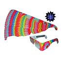 Rob's Super Happy Fun Store Fireworks Diffraction Glasses - 50 Trippy Tie-Dye Frames + 1 Exclusive Bonus Pair (Plain White Exterior) - Foldable Paper/Cardboard Frames - 51 Glasses Total