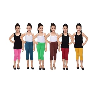 robinbosky premium girls capri leggings value combo pack of 6 - versatile colors and sizes for all ages