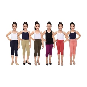 robinbosky premium girls capri leggings value combo pack of 6 - versatile colors and sizes for all ages