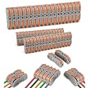 ROBOWAY 34Pcs LT-211 Wire Connectors, 1 In to 1 Out Electrical Connectors, Quick Wiring Push-in Conductor Terminal Blocks for 28-12AWG Cable, Flame Retardant PA/PC Cable Connectors (Pack of 34)
