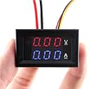 ROBOWAY Mini Dual LED 0.28” Red-Blue Display Digital Voltmeter (0-100V) and Ammeter (10A)-LED Display Digital Voltmeter Ammeter - Voltage Current Tester (RW-142)