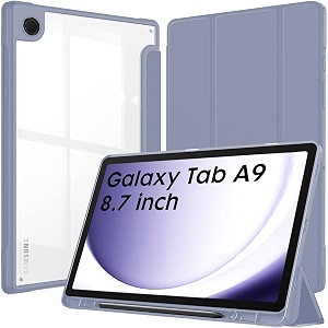 robustrion cover for samsung galaxy tab a9 cover case 87 inch hybrid shell cover case for samsung galaxy tab a9 tablet cover sm-x110x115x117 with transparent back - lavender