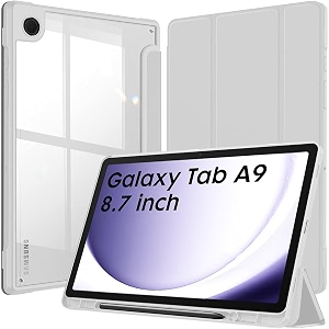robustrion cover for samsung galaxy tab a9 cover case 87 inch hybrid shell cover case for samsung galaxy tab a9 tablet cover sm-x110x115x117 with transparent back - grey