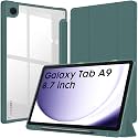 Robustrion Hybrid Shell Case for Samsung Galaxy Tab A9 8.7 inch [SM-X110/X115/X117] - Transparent Back Cover With Dark Green Frame