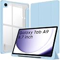 Robustrion Cover for Samsung Galaxy Tab A9 Cover Case 8.7 inch, Hybrid Shell Cover Case for Samsung Galaxy Tab A9 Tablet Cover [SM-X110/X115/X117] with Transparent Back - Light Blue