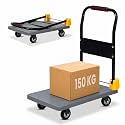 Robustt 150 Kg Heavy-Duty Foldable Platform Trolley (Grey) | Plastic Hand Truck with 360° Rotating Wheels & Cushioned Grip | Material Handling Cart for Home, Office, Warehouse & Industrial Use
