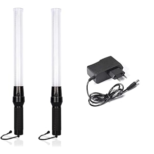 robustt baton light stick 3421 inch34 pack of 2 with rechargable battery red amp green blink for road safety and traffic control street protection wand baton- charger included